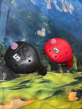 Red and Black Golf Club Head Covers with Number 3 Wood & 5 Wood